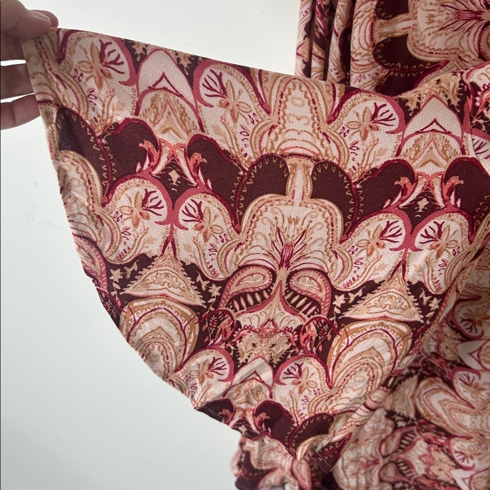 FREE PEOPLE Vibes Paisley Bell Sleeve Mini Dress Tunic Size 2 - Picture 6 of 16